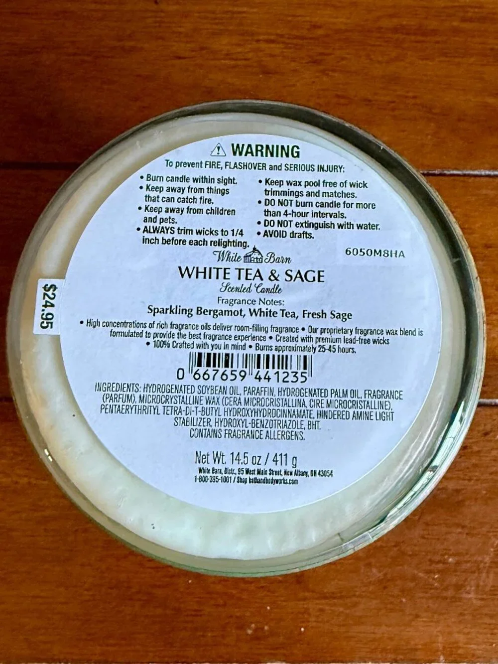 NEW WHITE TEA & SAGE 3-Wick Candle Bath & Body Works